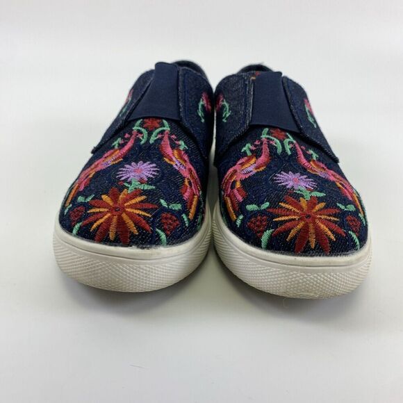 WANTED Floral Embroidered Slip On Sneaker Dark Denim Multicolor Gore Womens 6.5 - Picture 3 of 11